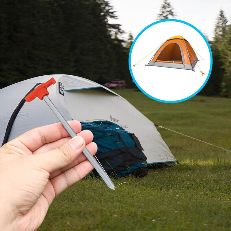 10Pcs Heavy Duty Galvanised Steel Tent Pegs Metal Camping Ground Sheet Anchor HS