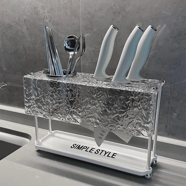 Acrylic Multifunctional Countertop Chopsticks And Knives Storage Rack White - Shop at LoveMi