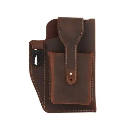 Leather Phone Bag Men's Belt Pockets