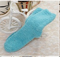 Solid Warm Candy Coral Velvet Tube Socks
