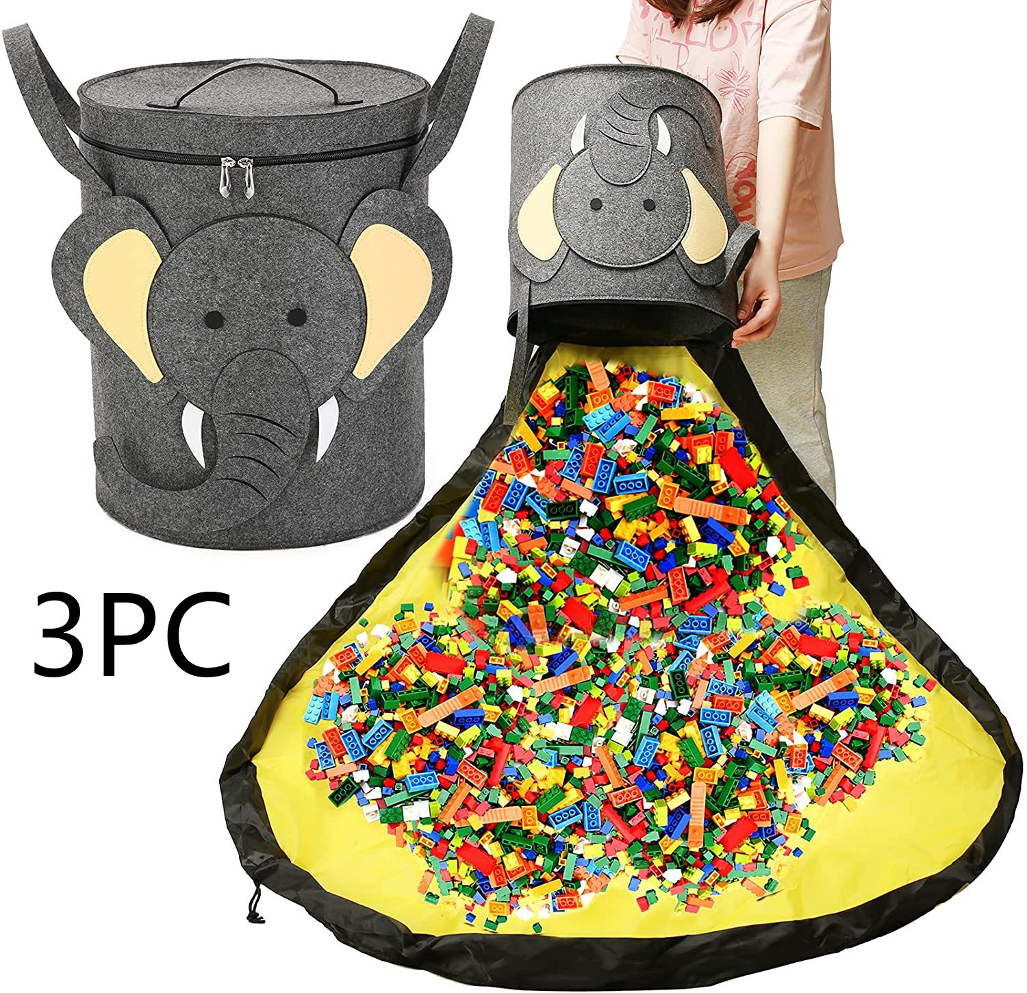 Felt Storage Bag Toy Play Mat 2 In 1 Pull Rope — foto 29