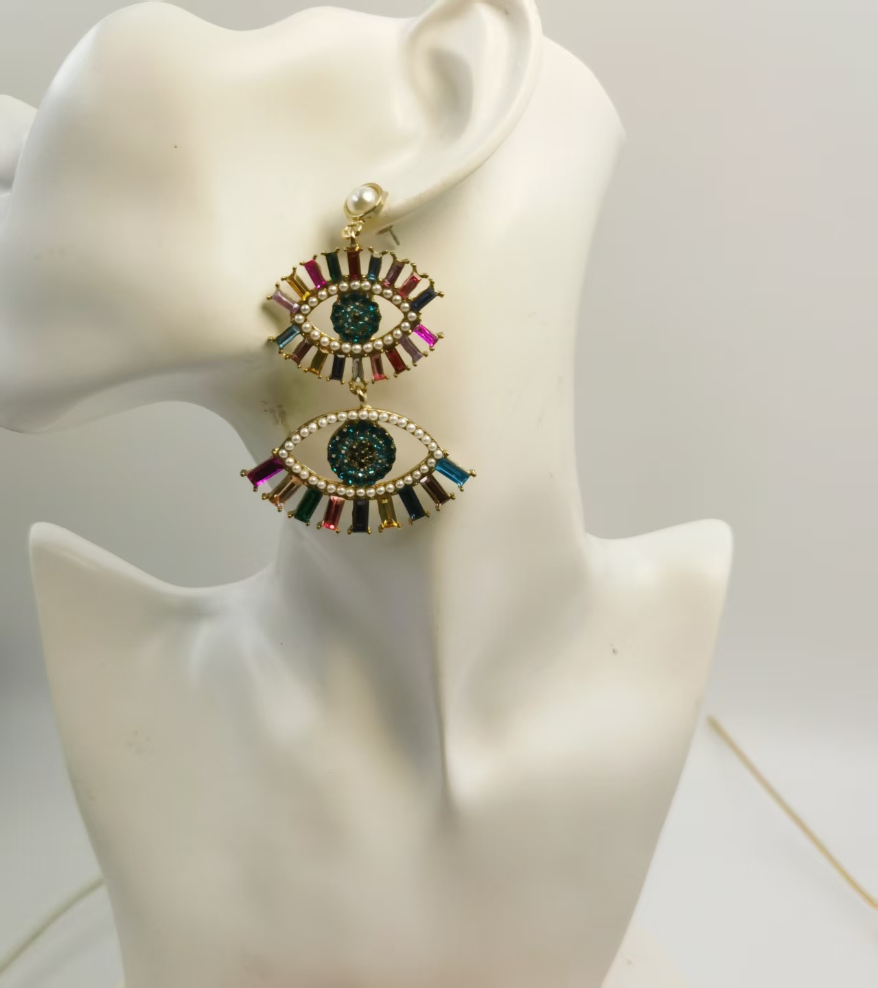 Divine Eye Gold-Tone Drop Earrings With Cubic Zirconia - Jewelry & Watches