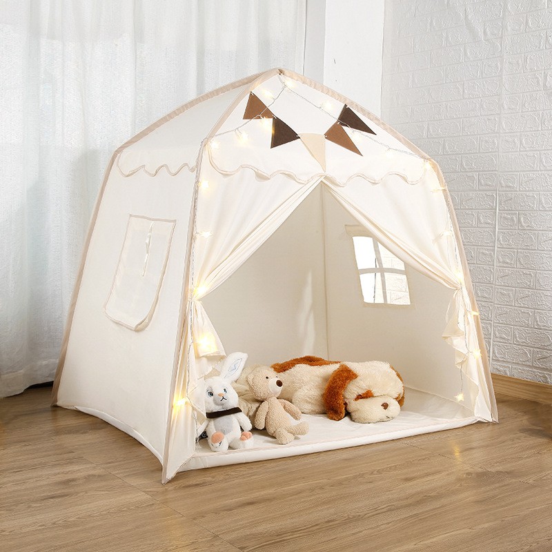 Large Kids Play Tent W Flags Star Lights Portable Teepee In Outdoor Dome — image 5