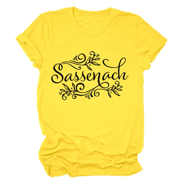 Letter Print Short Sleeve Crewneck Loose Bottoming Shirt Yellow - Shop at LoveMi