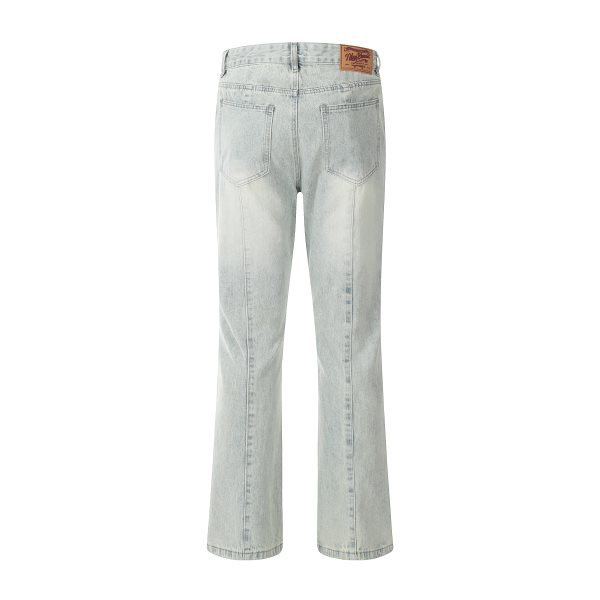 European And American High Street Distressed Loose Vintage Washed Stitching Cut Casual Pants