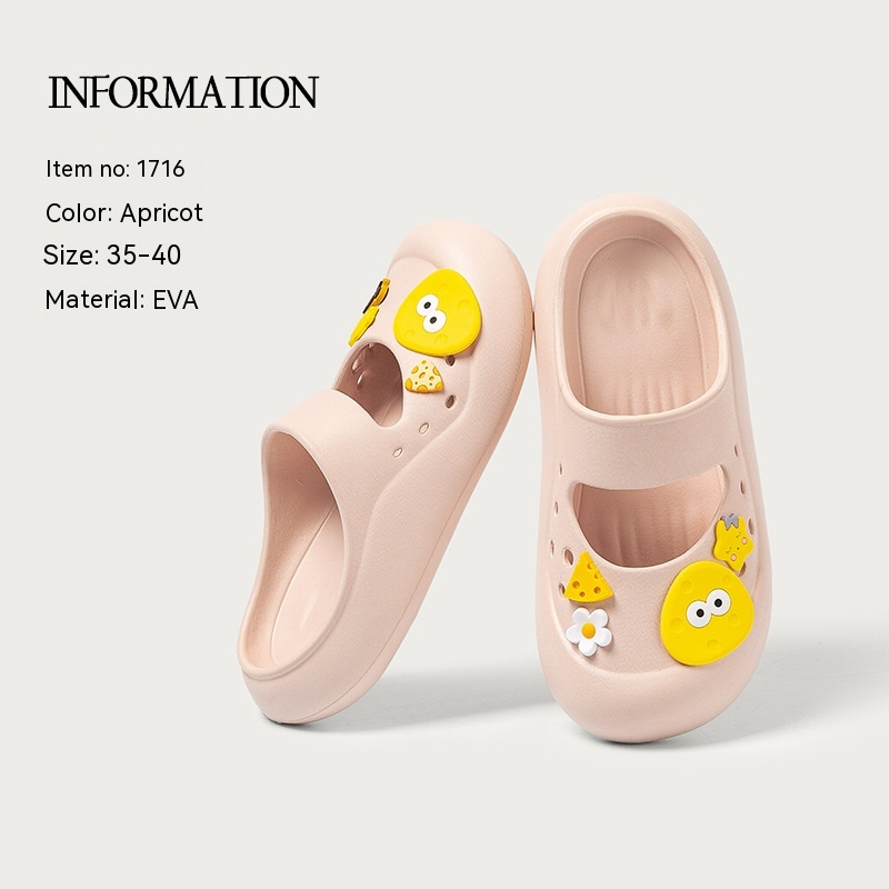 Cute Hole Shoes Women's Outer Wear Closed Toe Apricot - Shop at LoveMi