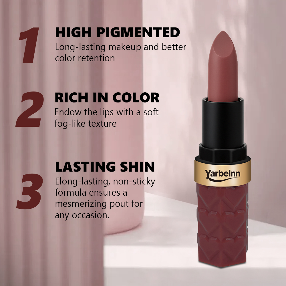 Matte Misty Modern Brown Red Lipstick, Waterproof Non-transfer Long Lasting Smudge Proof Lip Makeup, 3.5g
