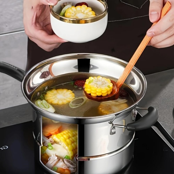 4pc Non Stick Chip Pan Deep Fat Fryer Cooking Noodle Soup Pot Frying Basket&Lid — image 11