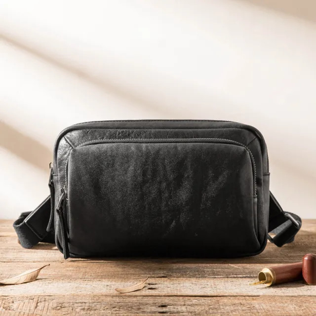 Large Capacity Shoulder Bag Made Of Cowhide Black - Shop at LoveMi