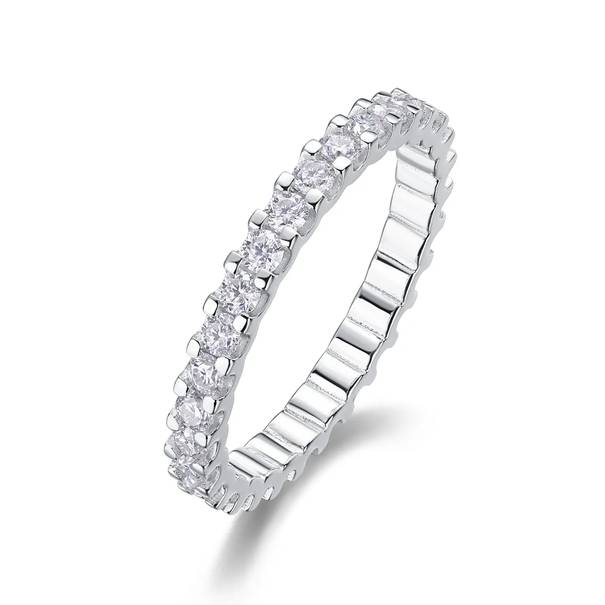 S925 Silver 1.7g Platinum Plated Moissanite Eternity