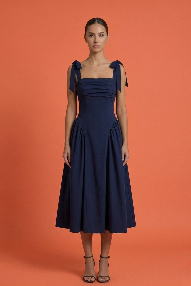 Women's Lose Fit Tie Shoulder Dress In A High Qaulity Strecth Bangaline Fabric Perfect Holiday Dress, Evening Dress Or Casual.