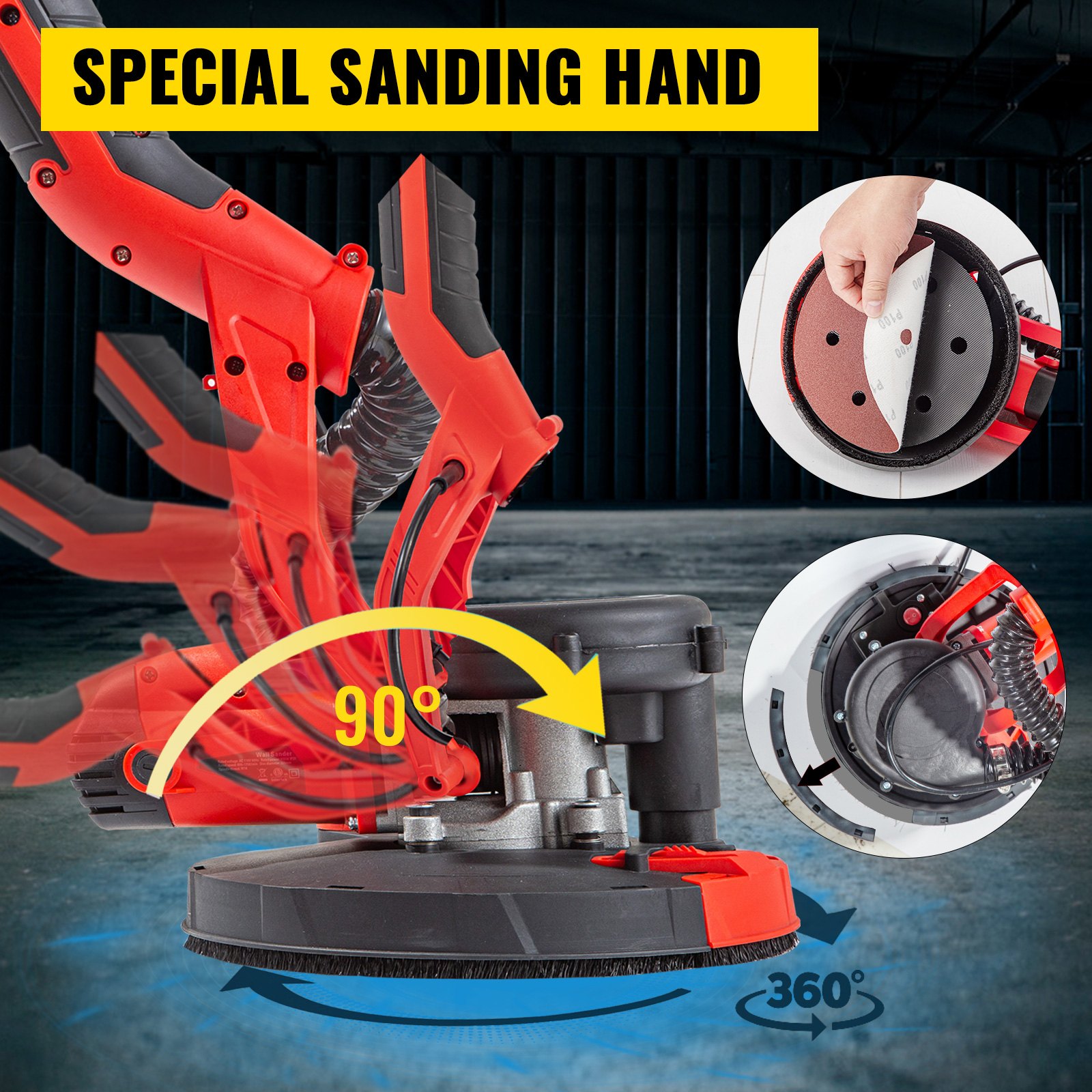 Drywall Sander 850W Electric, Electric Sander Variable Speed 800-1750RPM, Drywall Sander Foldable… image 5