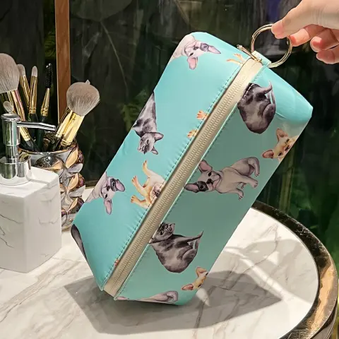 Cute Dog Pets Print Cosmetic Bag Waterproof Makeup Bags