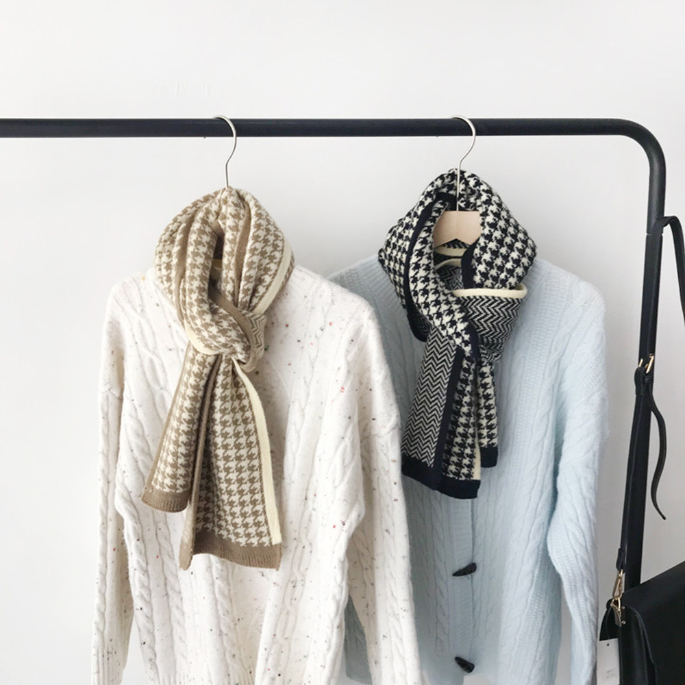 Women's Double-sided Houndstooth Herringbone Scarf