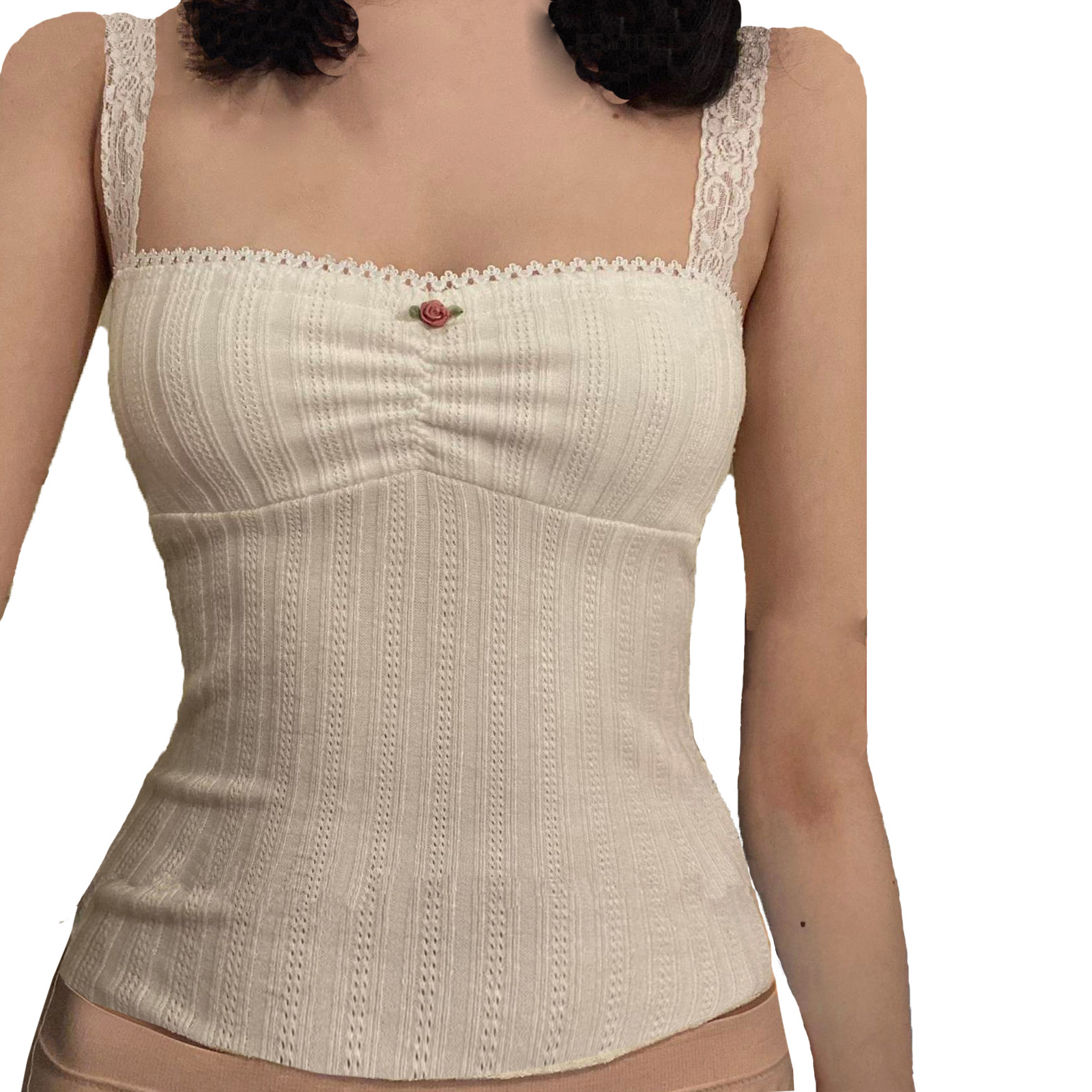Solid Lace Open Back Top For Women