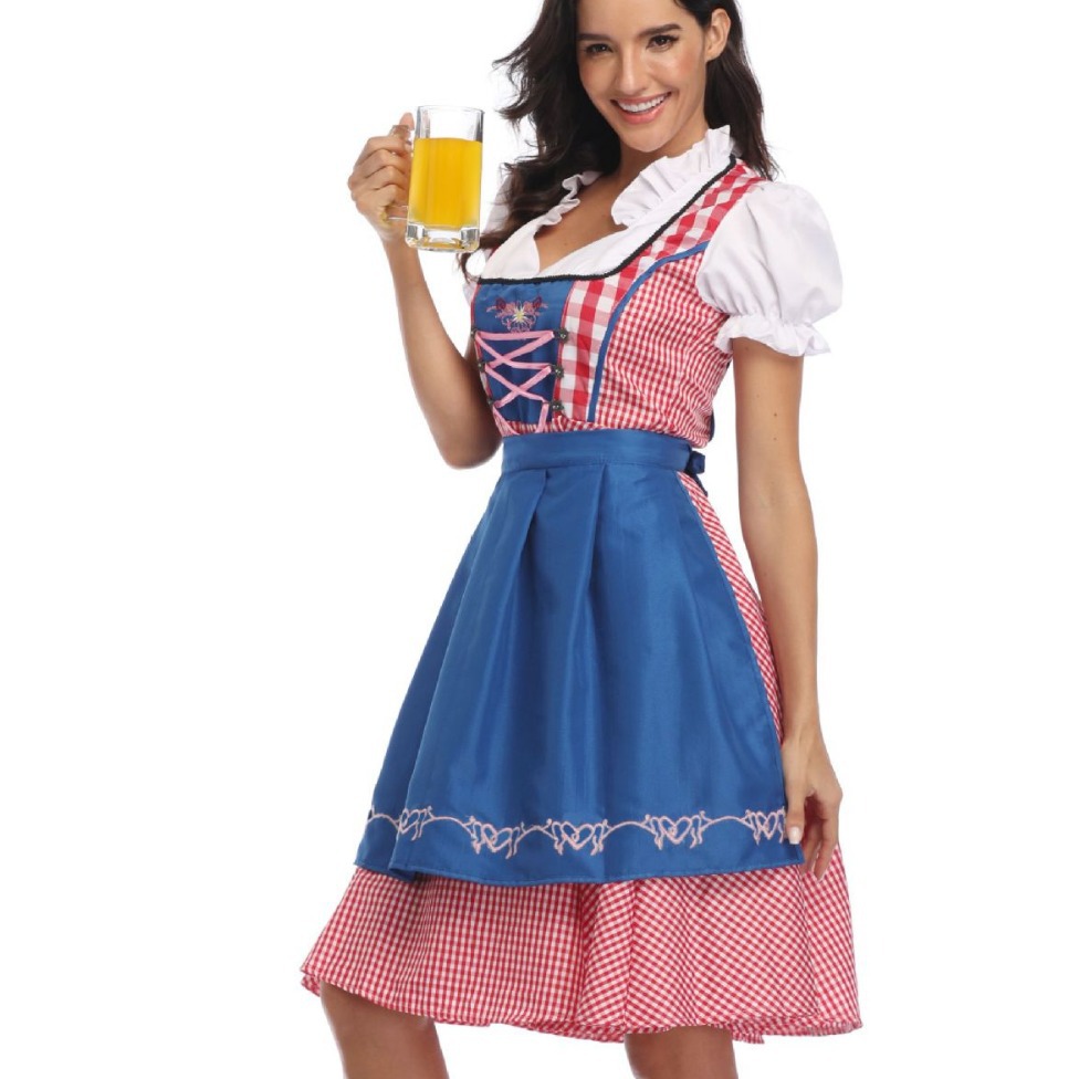 Oktoberfest Ethnic Costume for Festive Celebrations. Product information: Fabric content: polyester (polyester) Applicable gender: female Size Information: Size/CM Bust Waist S 92 72 M 96 78 L 100 84 XL 105 90 XXL 110 96 Note: 1. Asian sizes are 1 to 2 si