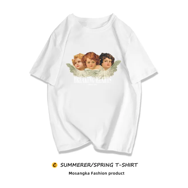 Niche Sweet And Cool T shirt European And American Retro Plus Size MM Top White - Shop at LoveMi