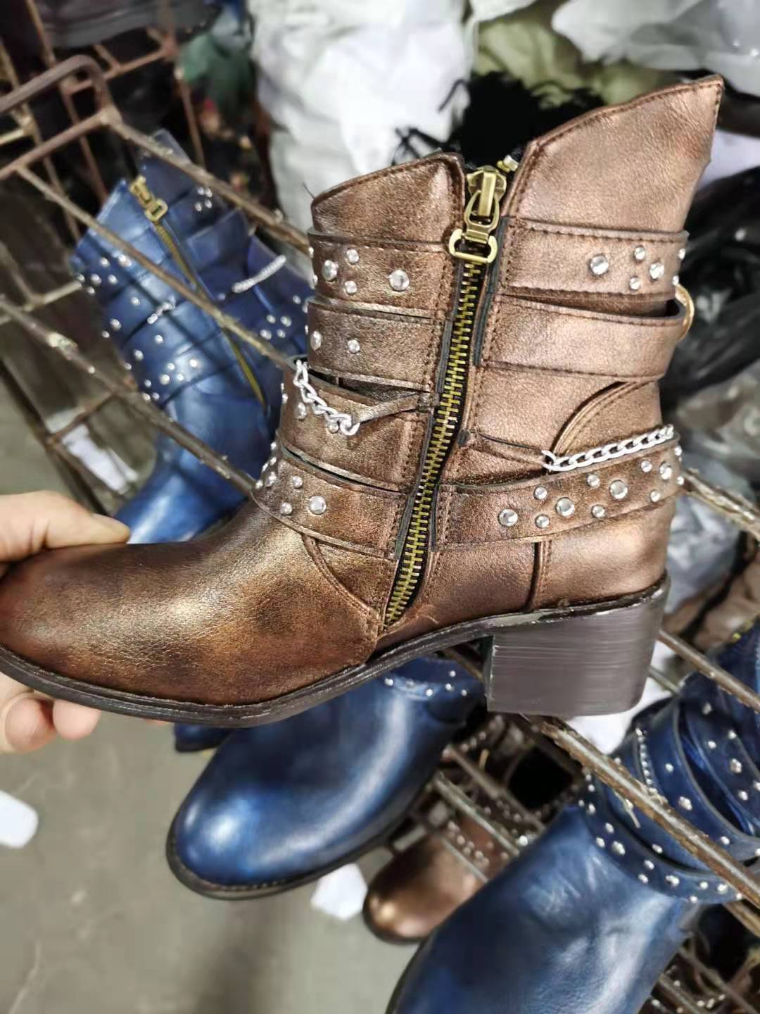 European And American Short Boots Rivets Plus Size