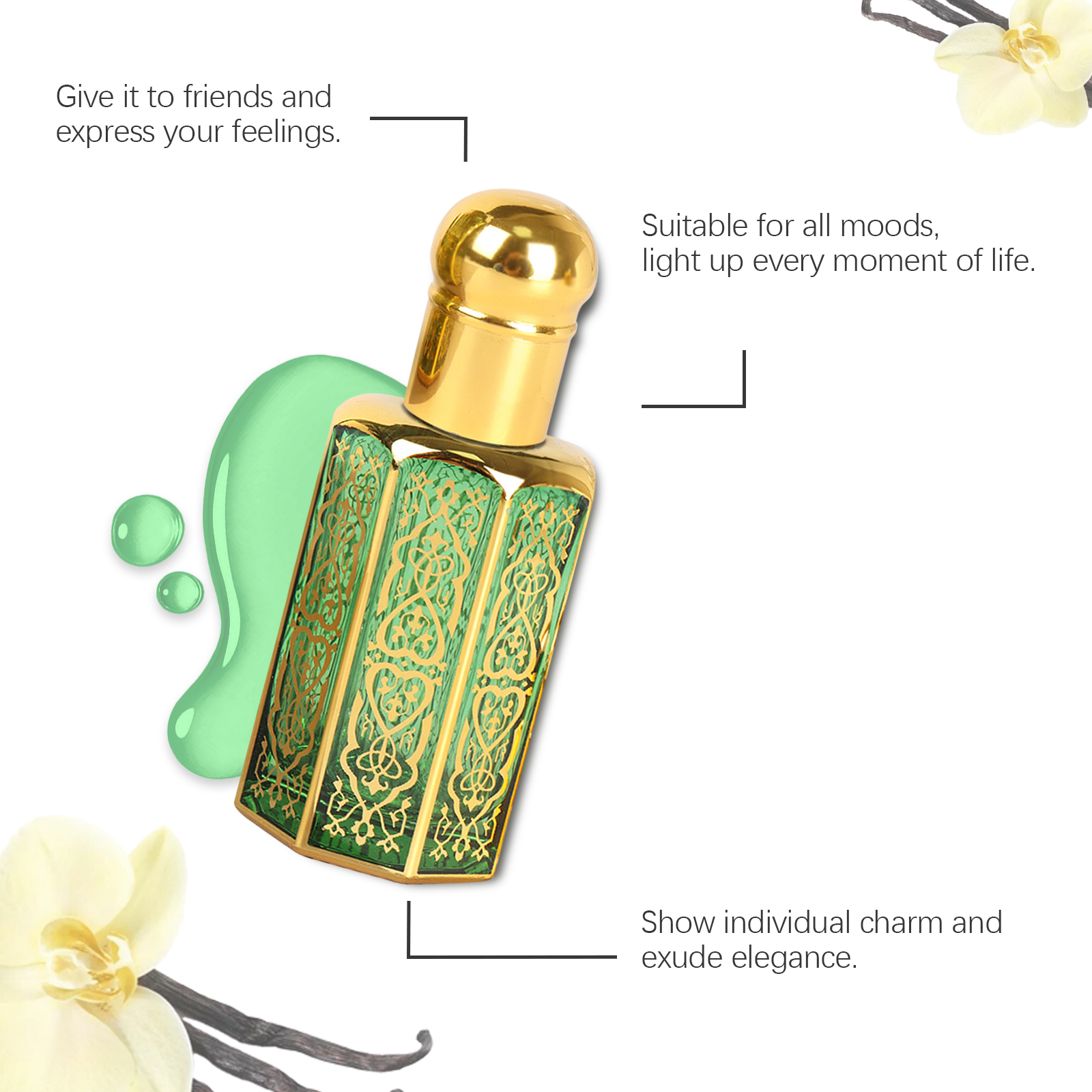Vanilla Mood Arabian Roll On Perfume Oil, 12ML Long Lasting Floral Vanilla Scent For Women
