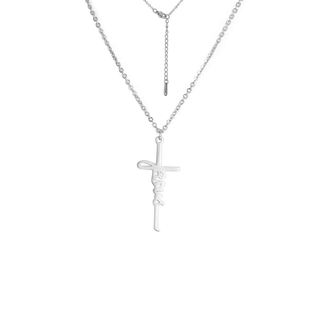 Cross Female Men's Stainless Steel Pendant Necklace - Stee