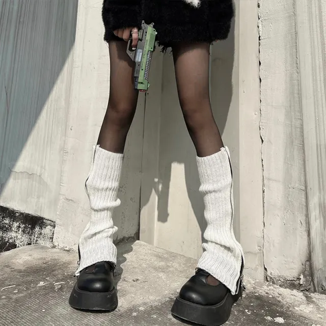 Japanese Zipper Leg Sleeve Is Fashionable And Warm White - Shop at LoveMi