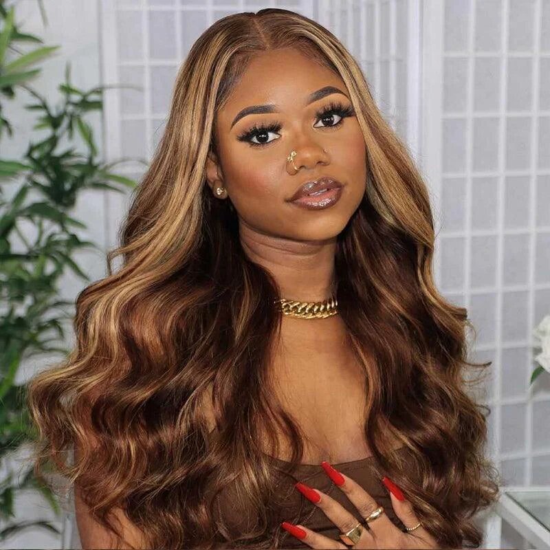 13x4 Lace Frontal Human Hair Wig P4 27 Body Wave Density — foto 5