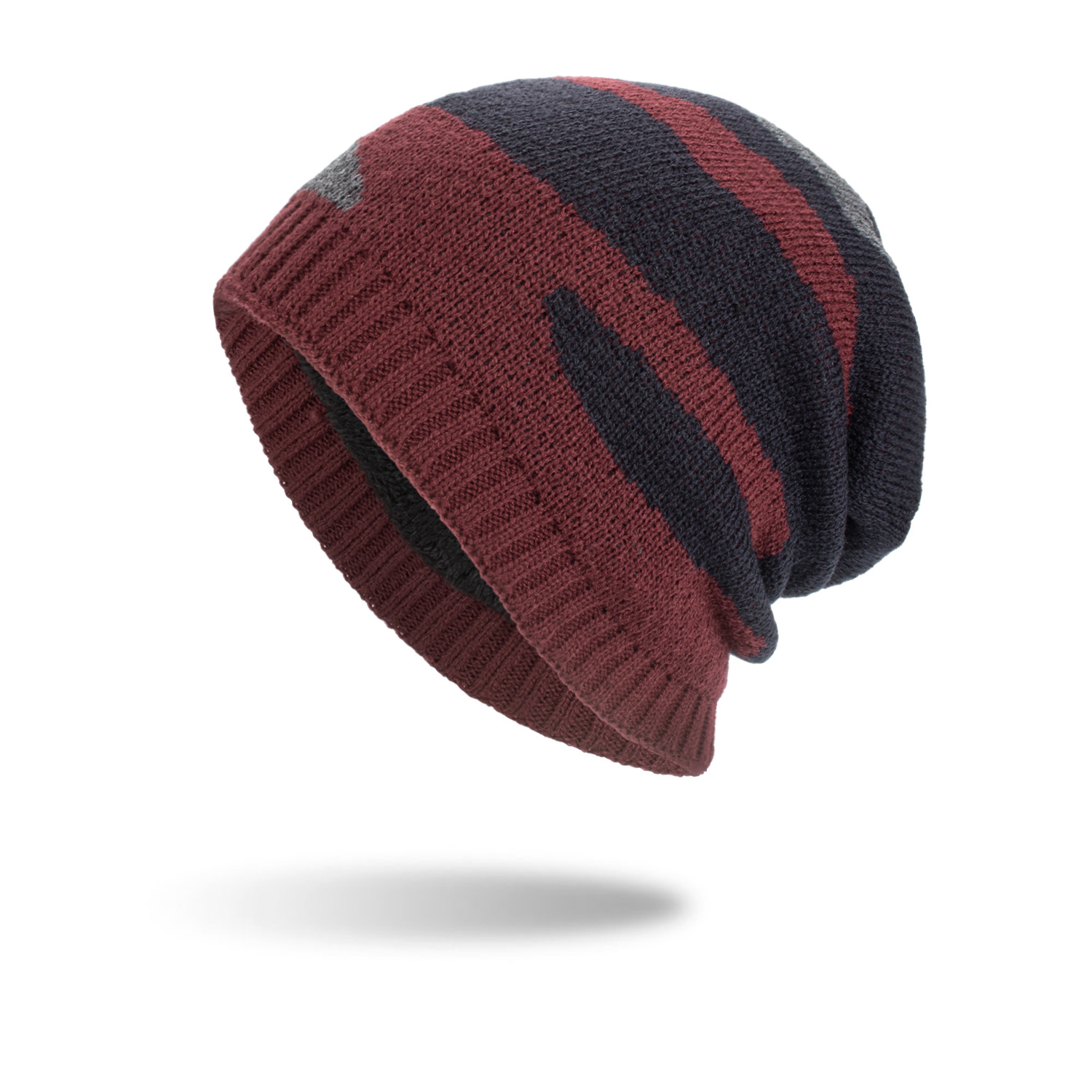 New Tricolor Striped Long Pullover Knit Beanie — foto 5