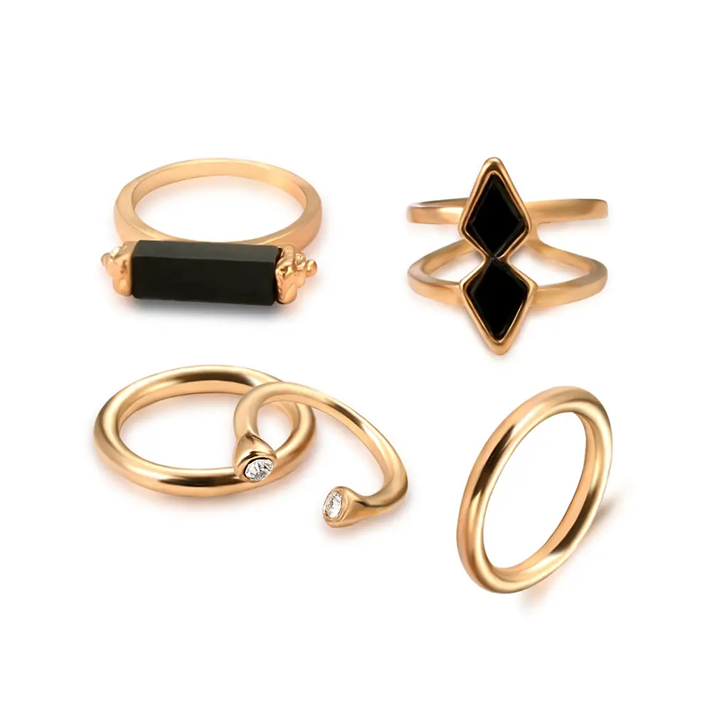 Fashion Joint Ring Set Electroplating 18K Gem Jewelry
