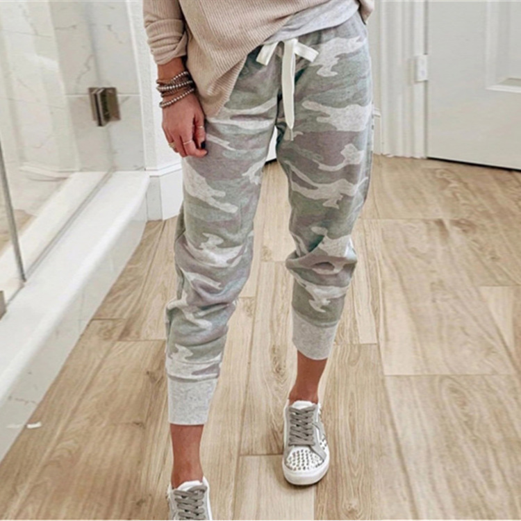 Women's Camo Print Casual Drawstring Jogging Pants