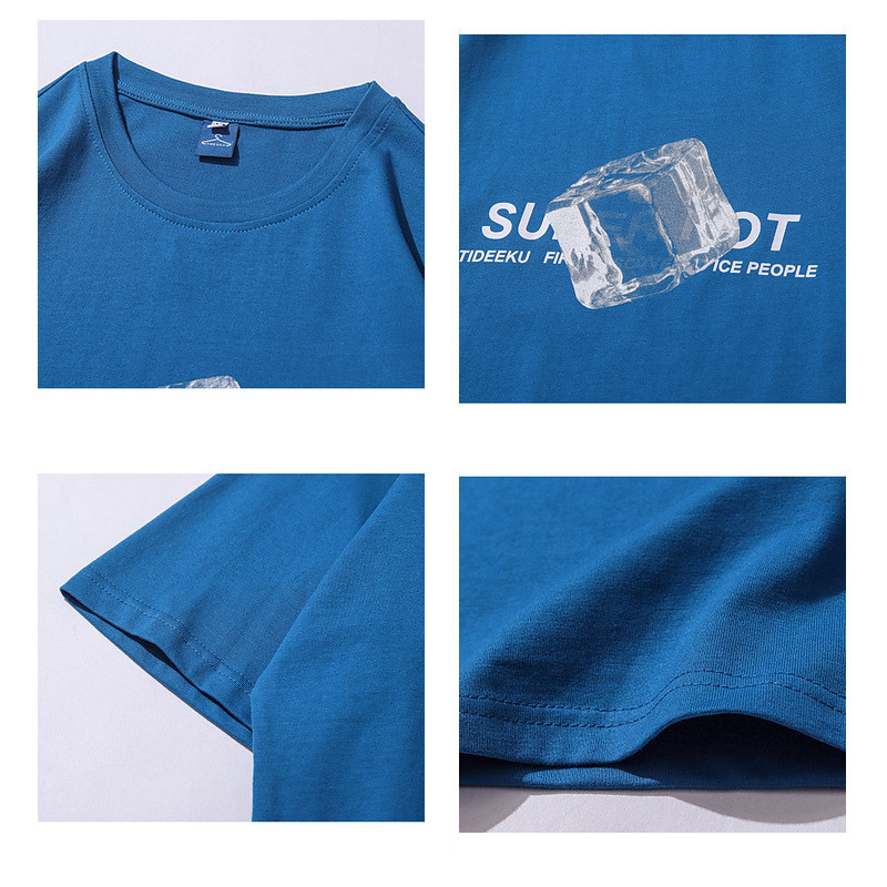 European And American Simple Ice Cube Print Short-sleeved T-shirt Men