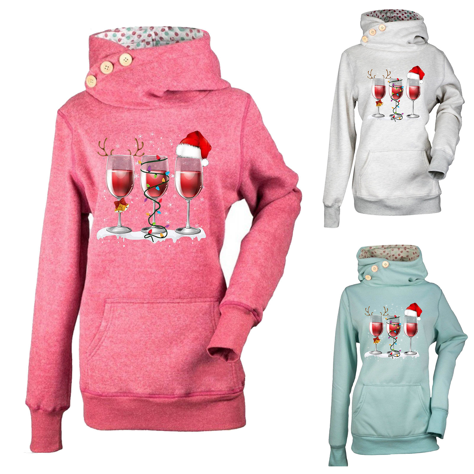 Hooded Long-sleeved Sweater Christmas Solid Color Top