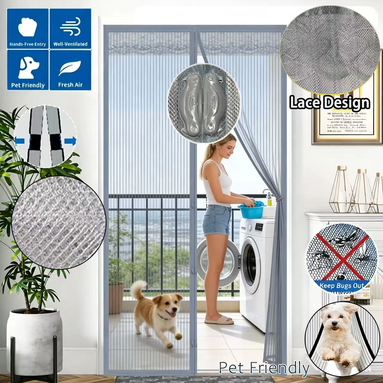 Magnetic Screen Door Curtain - Manual