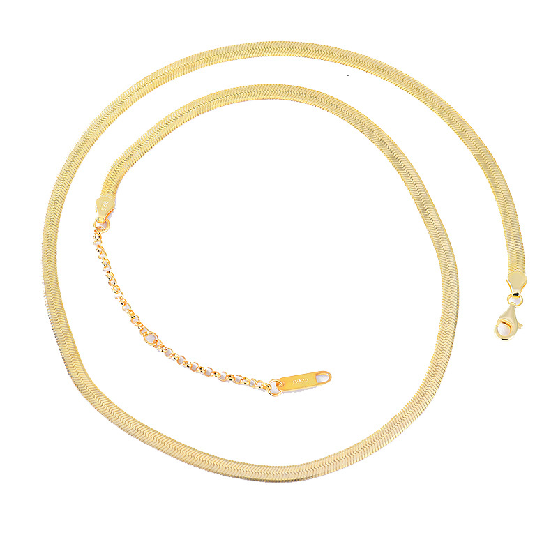 Fashion Hip Hop Golden Flat Snake Bone Chain Jewelry