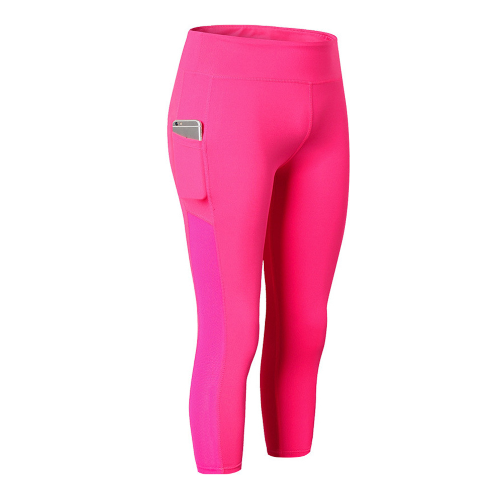 Women's Yoga Pants Side Pockets Tight Fitness Cropped Pants Running Stretch Quick-drying Breathable Sports Pants