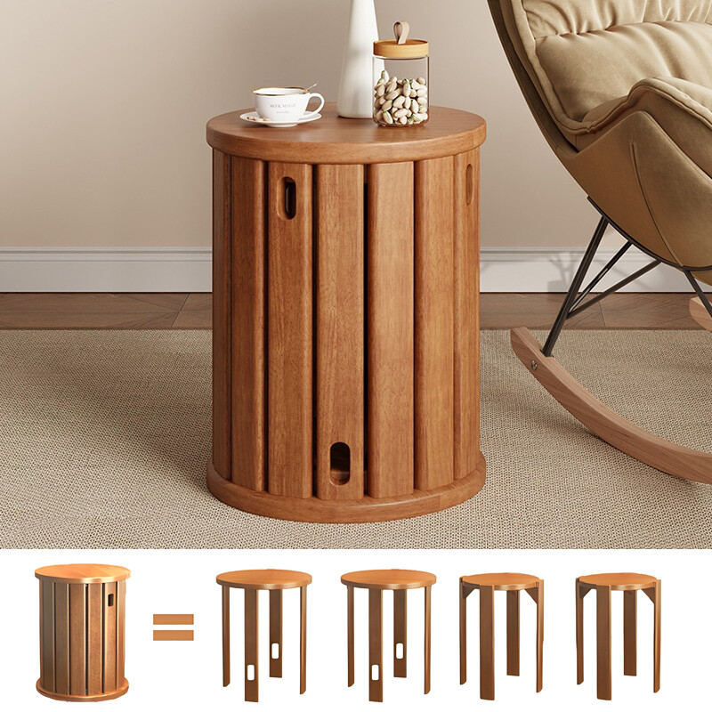 4-In-1 Wood Stool,Stackable Stools Set Of 4, Round Chair Nest Side Table,18 Inch — image 8