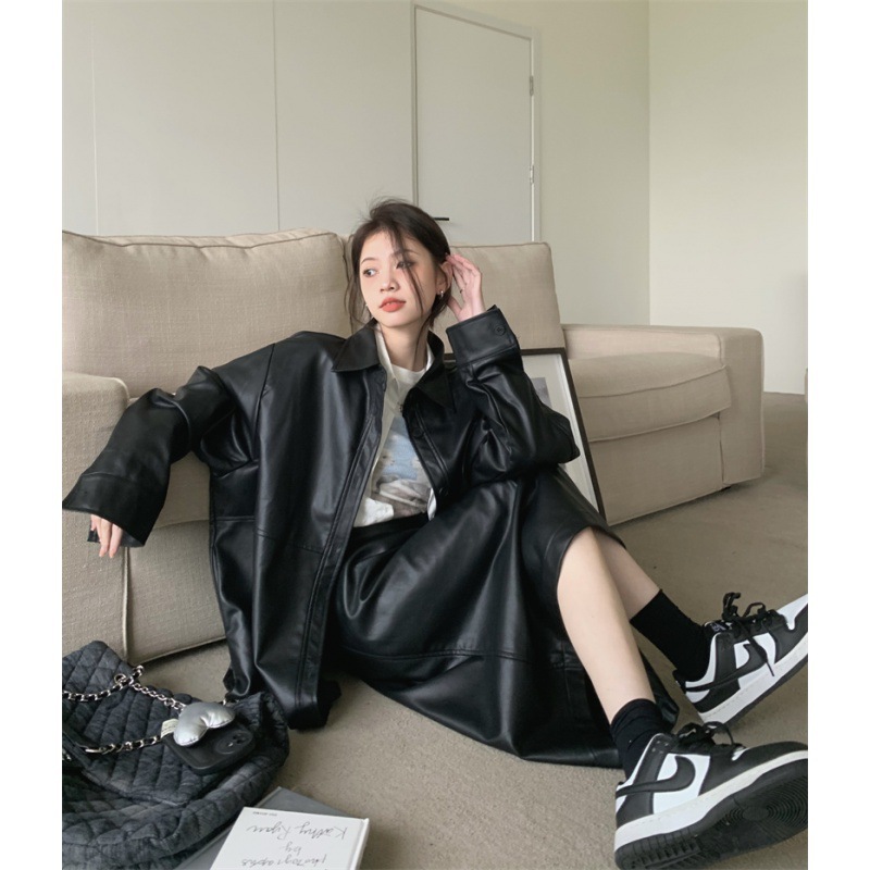 Women's Fashion Casual Loose Mid-length Coat Skirt Suit