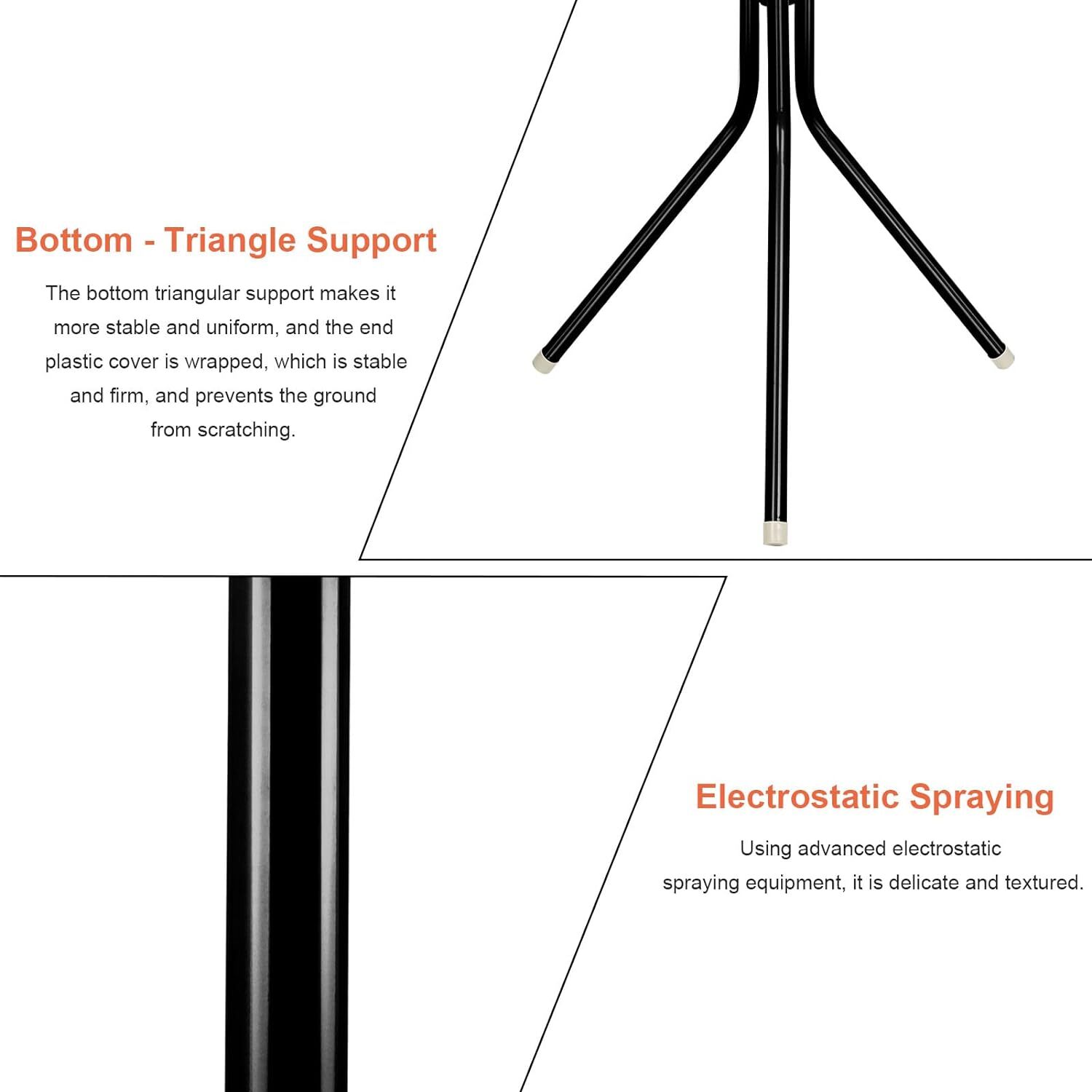 Coat Stand Coat-Hat-Jacket-Umbrella Floor Standing Rack Clothes Hanger Hooks — image 6