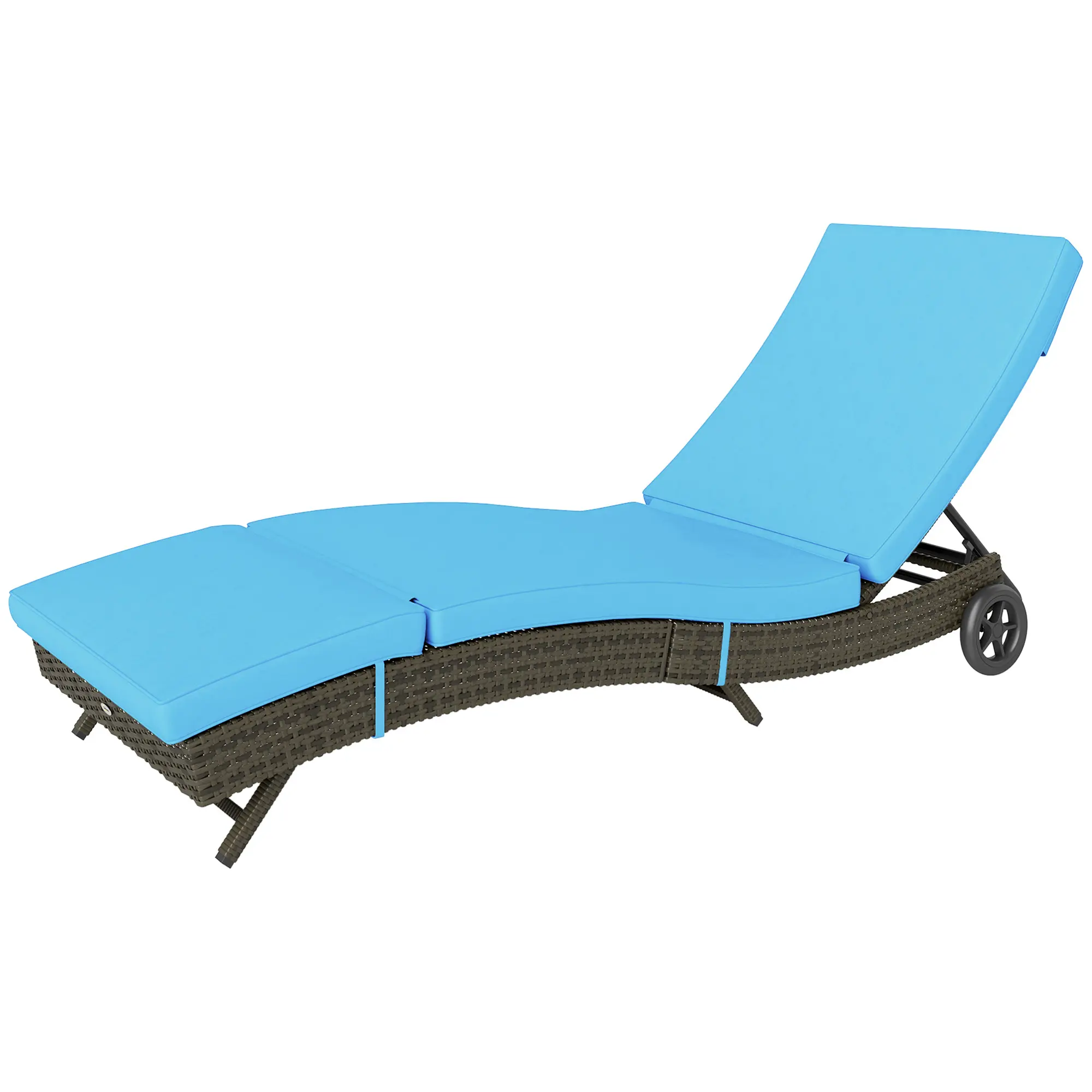 Patio Wicker Chaise Lounge Chair, Outdoor PE