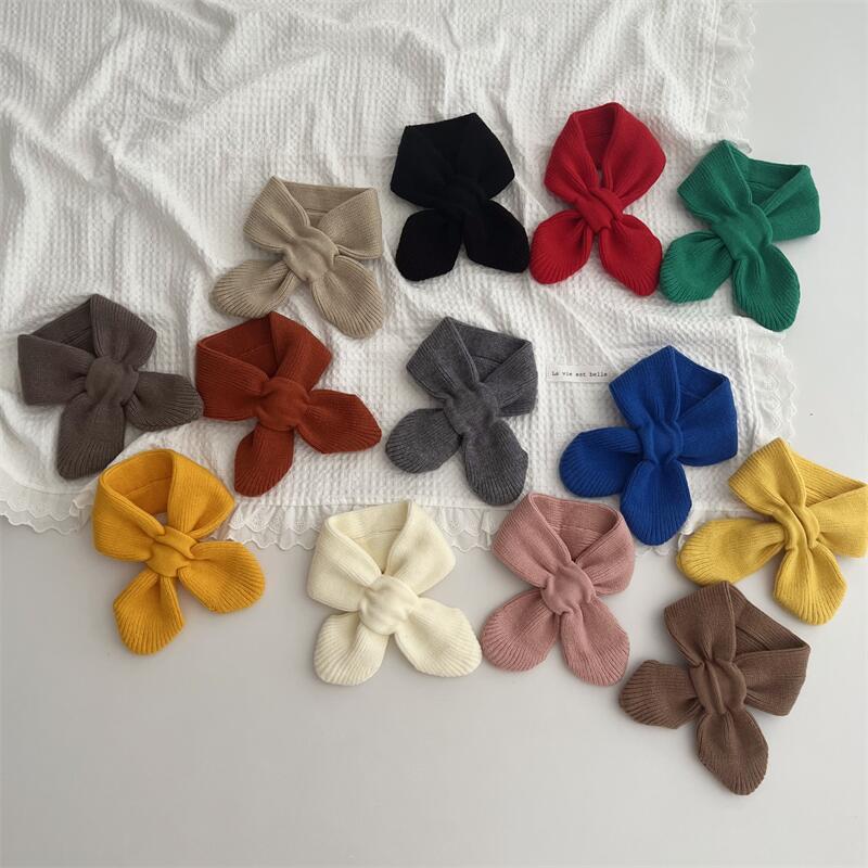 Korean Version Of Solid Color Knitted Cross Small Scarf