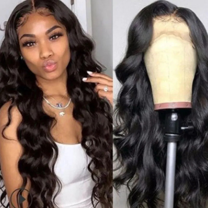 Medium Split Black Big Wave Wig High Temperature Wire
