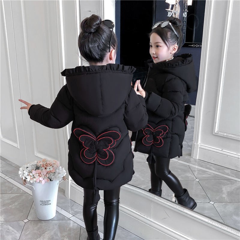 Korean Style Western-style Jacket Children's Down Padded Jacket Girl Mid-length Baby