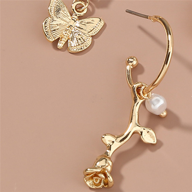 Simple Retro Trend Cold Wind Butterfly Flower Earrings