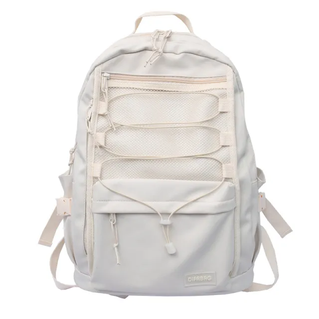 Vintage Student Street Cool Nylon Large Capacity Backpack White - Shop at LoveMi