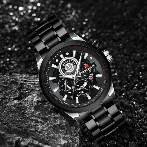 Quartz Watch for Men Black Gold Man Business Non