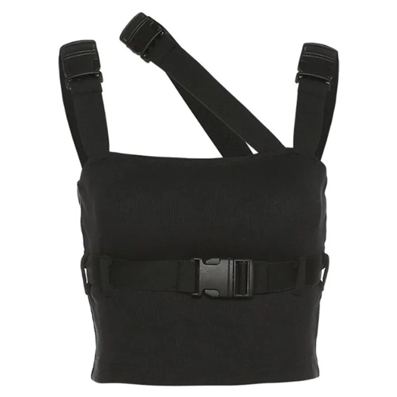 Schoolbag Buckle Short Strap Vest For Women - Black