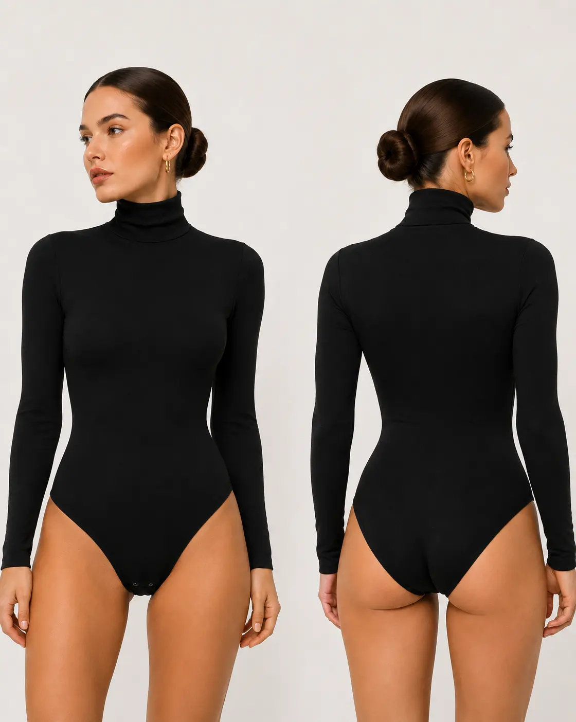 Women's Long Sleeve Turtleneck Bodysuit Soft Stretch