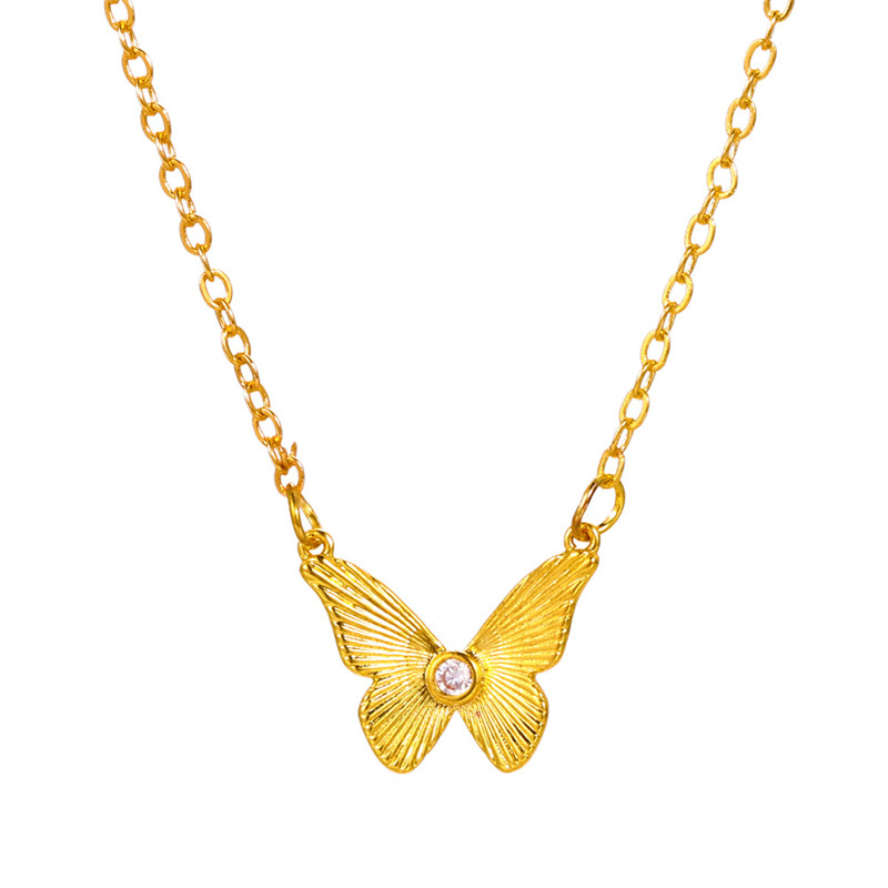 Butterfly Necklace Ins Style Simple Zircon Pendant Clavicle Chain
