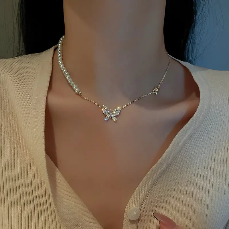 Real Gold Plating Korean Fashion Simple Necklace Pearl