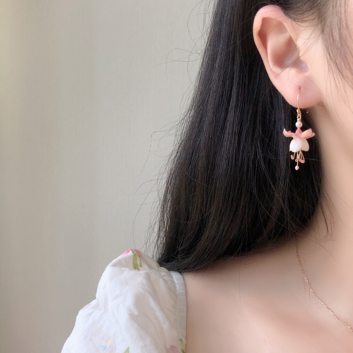 Pure Handmade Flower Liquid Earrings