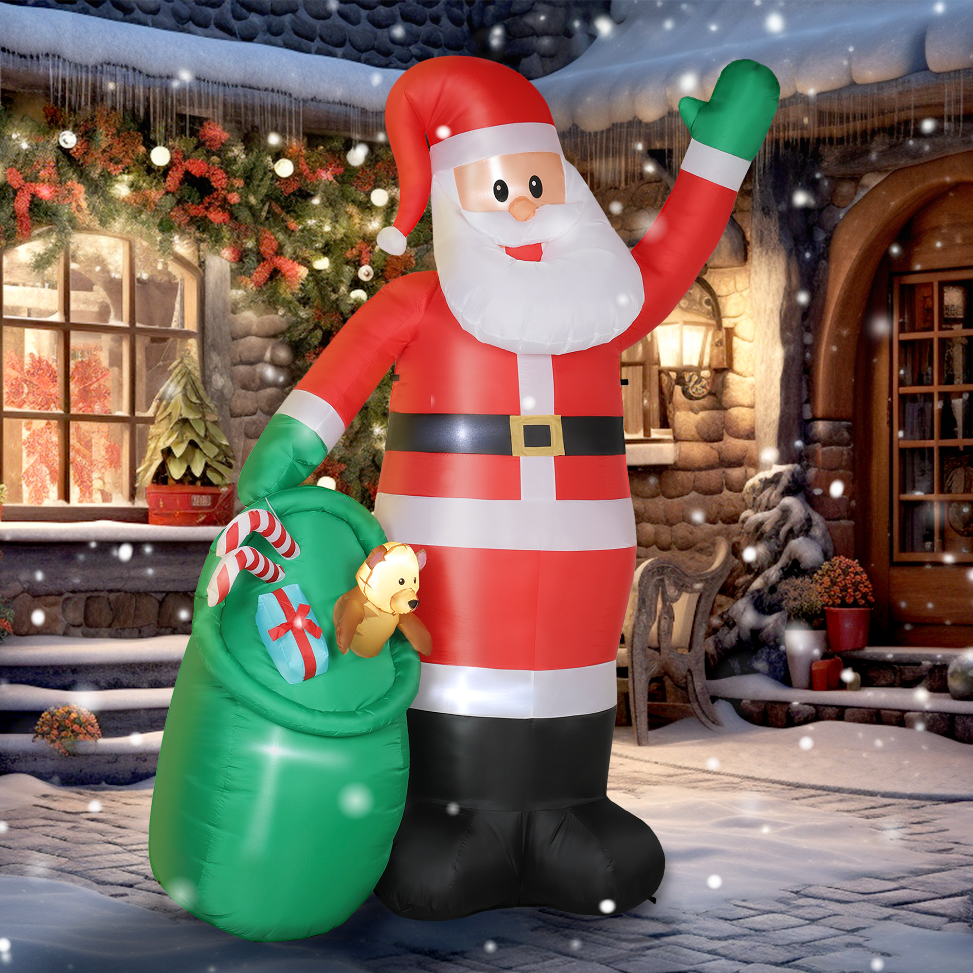 9ft 275 Cm Christmas Inflatable Santa With Bear Sack, Giant Blow Up Decoration — image 10